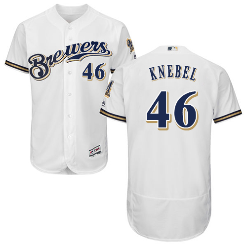 Brewers #46 Corey Knebel White Flexbase Authentic Collection Stitched MLB Jersey - Click Image to Close